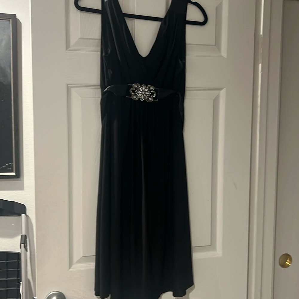 Elegant black dress with rhinestone detail
